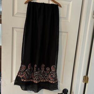 Black & Embroidered Floral Paisley Head Cover Wrap Scarf Sheer